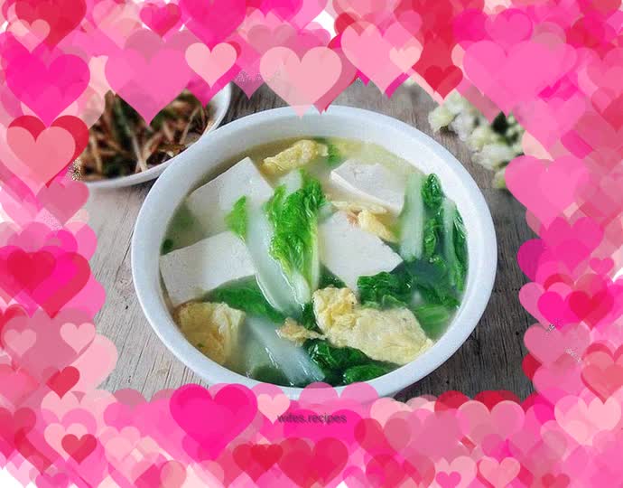 Cabbage, tofu and egg soup