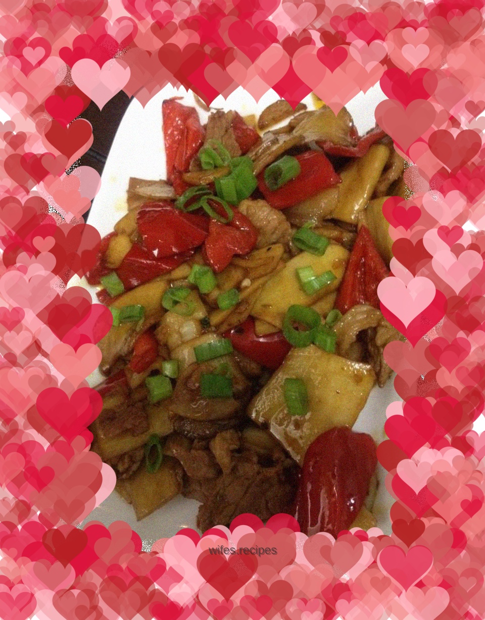 Stir-fried king oyster mushrooms