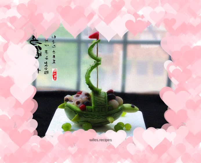 Carved Melon Turtle Boat Fruit Plate