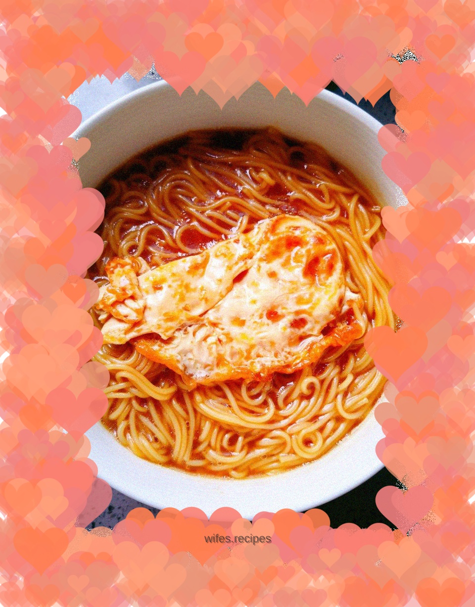 Poached egg braised noodles