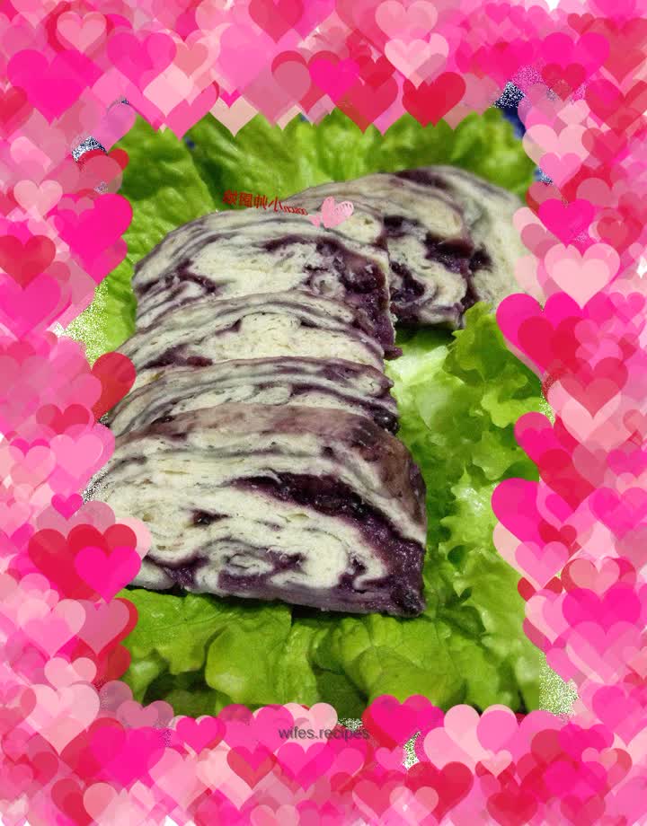 "Sliced Sweet and Salty Purple Sweet Potato Sauce Steamed Buns" Purple Sweet Potato Sauce Steamed Buns