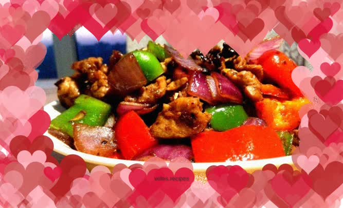 Stir-fried pork and onions with black bean sauce