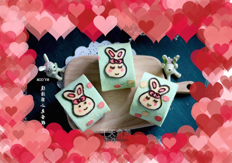 Bunny painted cake roll