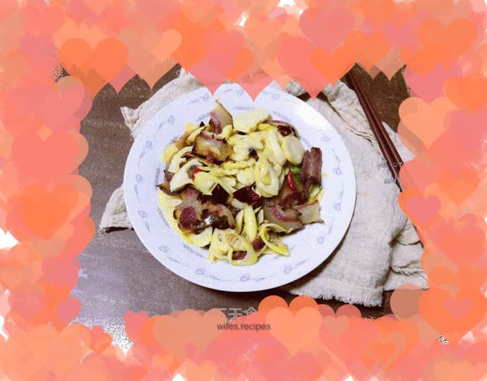 Stir-fried bacon with spring bamboo shoots