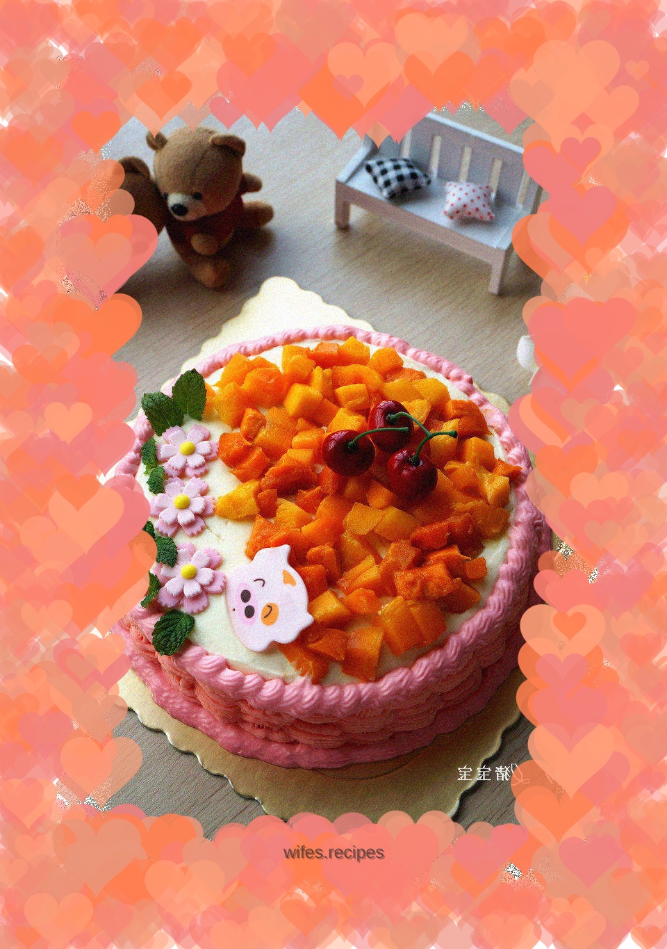 Pink yogurt birthday cake