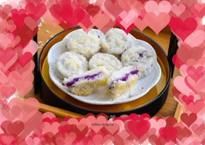 Purple sweet potato sandwich rice cake
