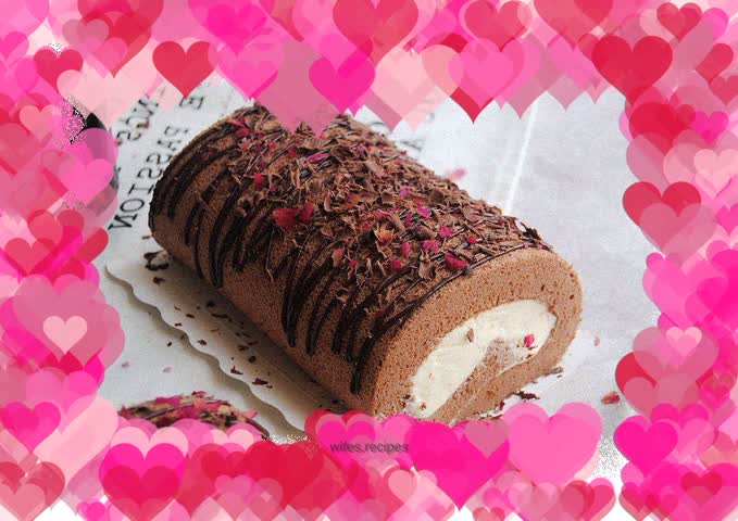 Rose chocolate cake roll