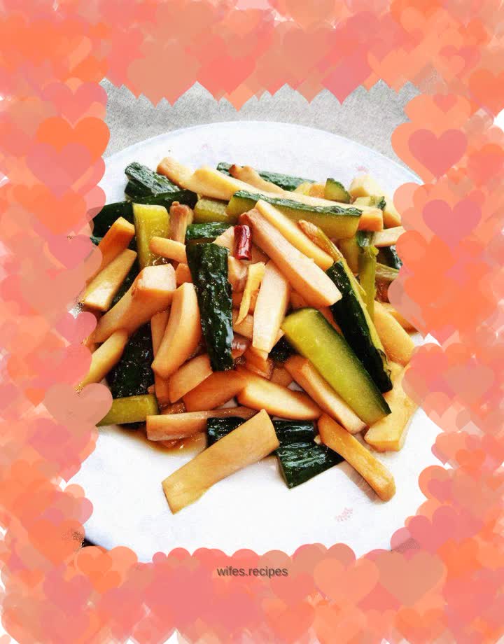 Stir-fried King Oyster Mushroom with Cucumber