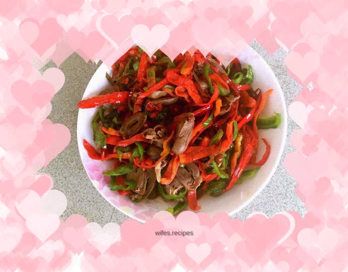 Stir-fried duck heart with red pepper