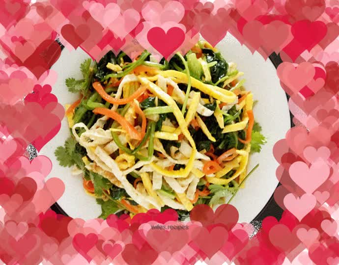 Cold Spinach, Carrot and Egg Shreds