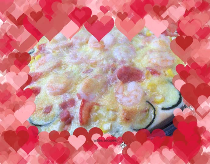 Ham and shrimp pizza, no pizza base required