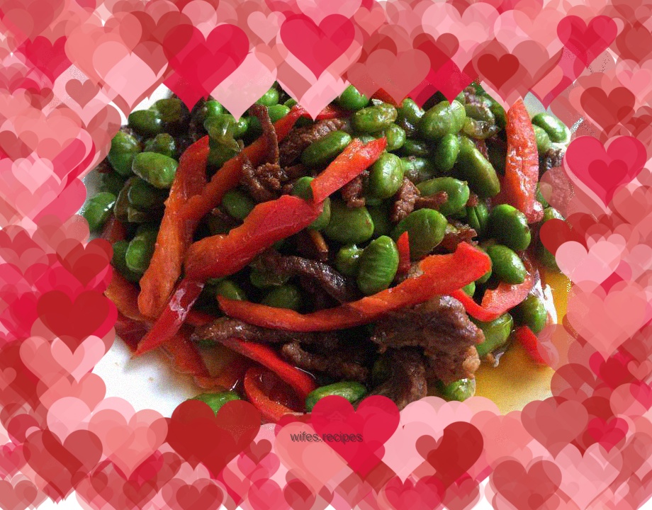 Stir-fried edamame with shredded pork