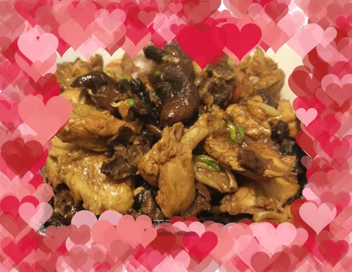 Chicken stewed with mushrooms