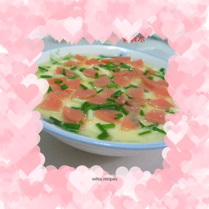 Sesame oil, chives and ham custard