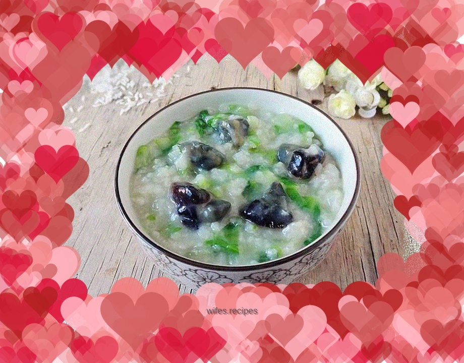 Lettuce and preserved egg porridge