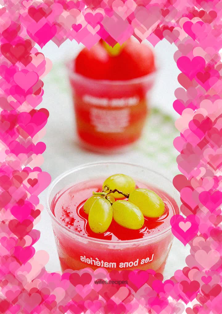 Two pure natural juices are mixed together to create a different taste - watermelon green jelly cup