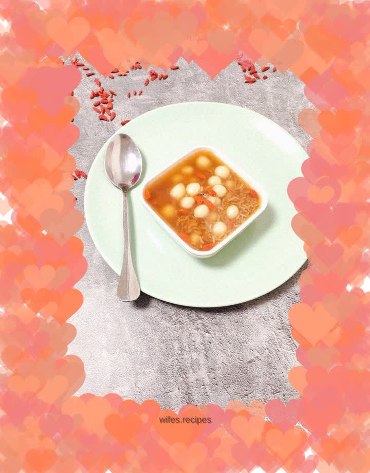 Rice dumplings with wolfberry and glutinous rice balls