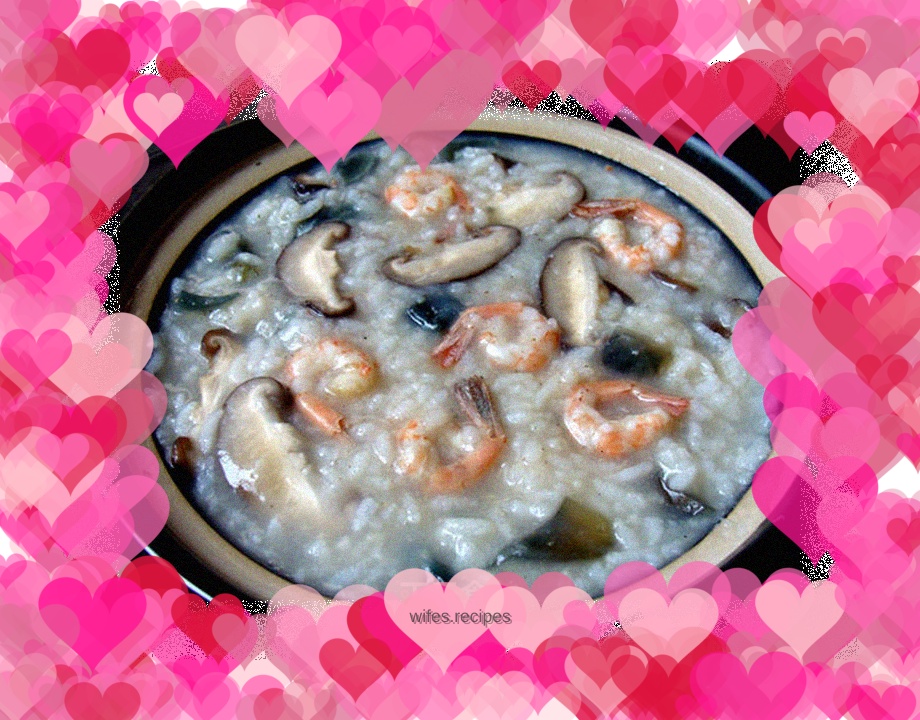 Preserved egg and sweet shrimp porridge