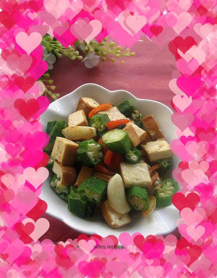 Fried dried tofu with okra