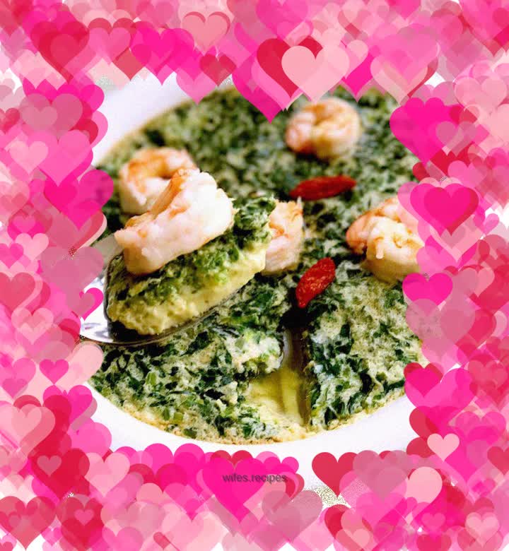 Spinach, Shrimp and Steamed Egg