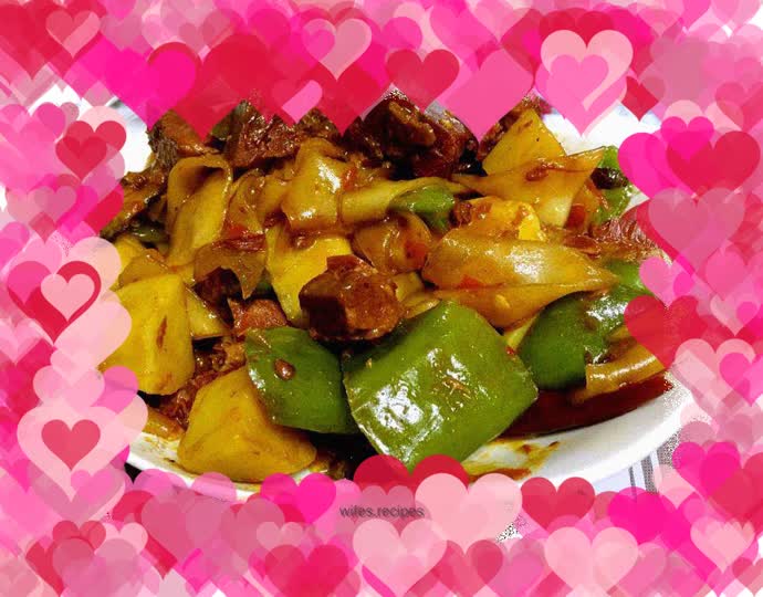 Homemade potato and beef stew with vermicelli