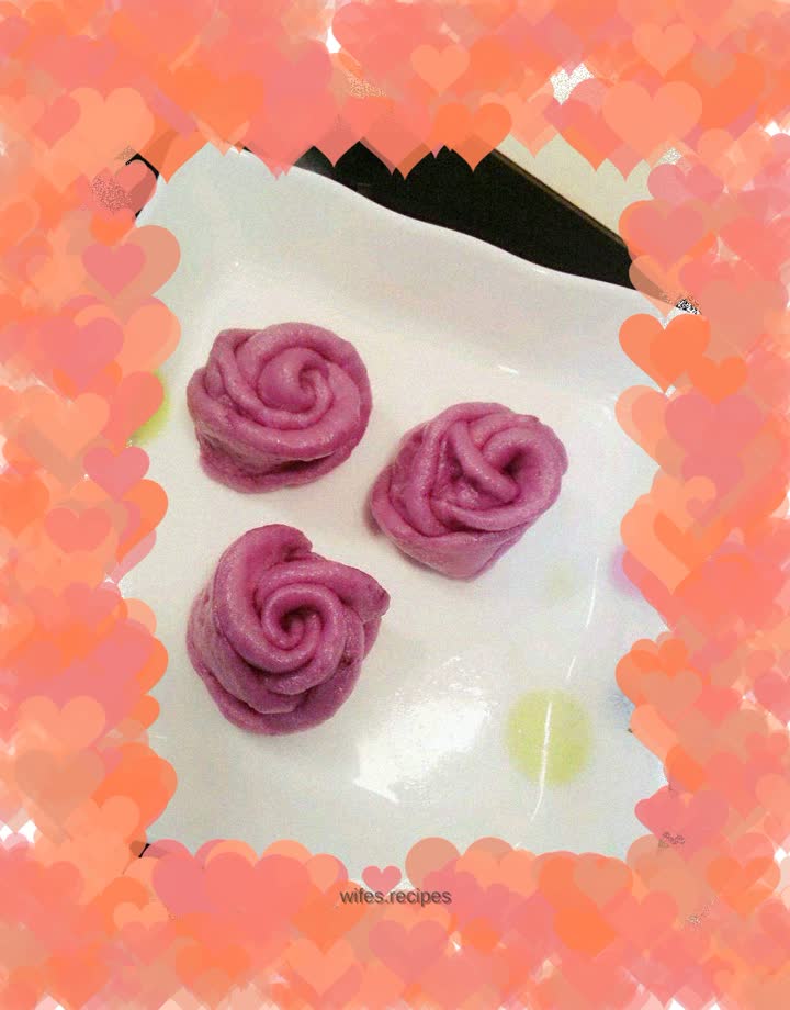 Purple Sweet Potato Rose Steamed Buns