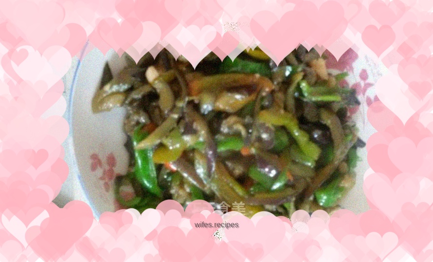Fried eggplant with green pepper