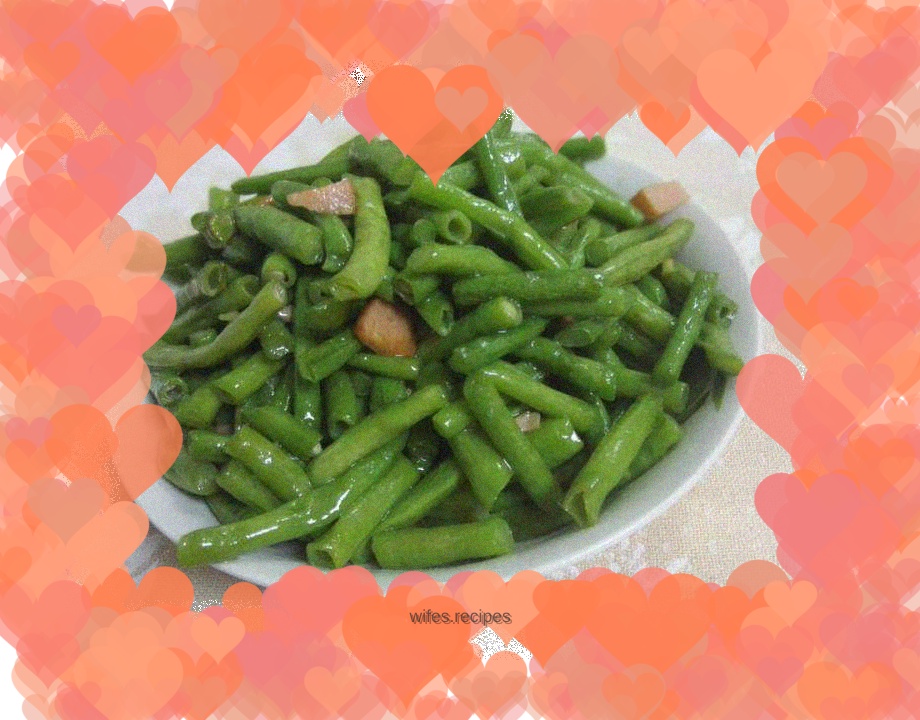 Stir-fried beans with ham sausage