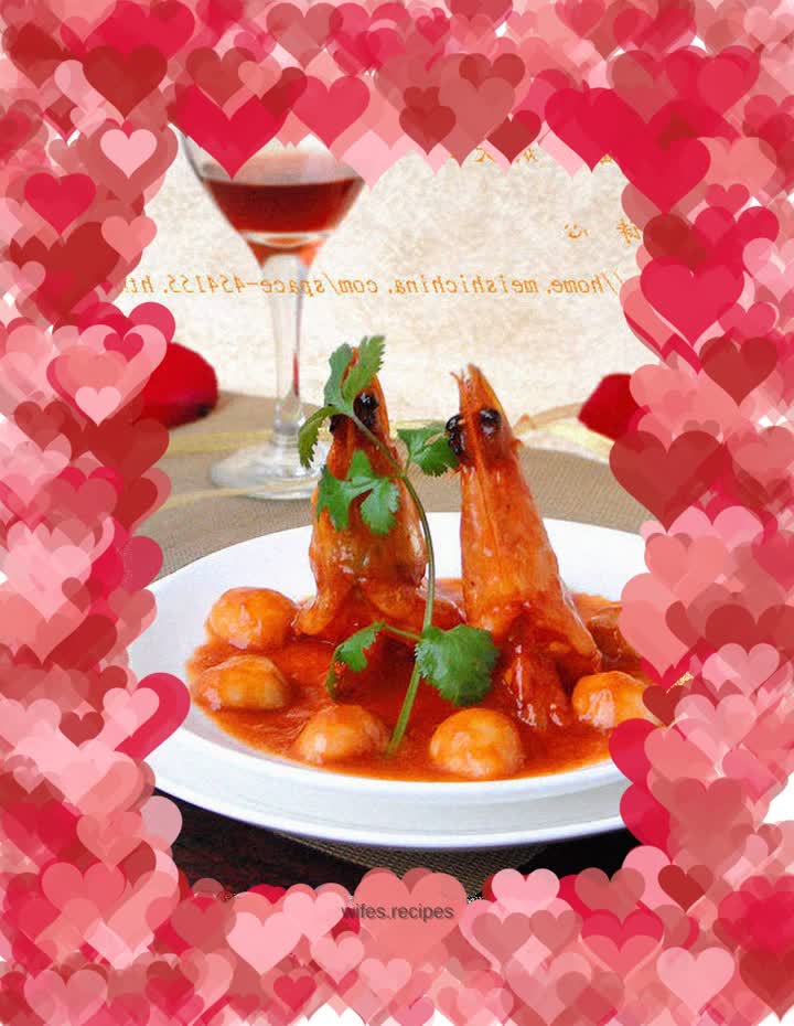 【Red wine tomato braised prawns】--- Crispy shrimps, sweet and sour sauce