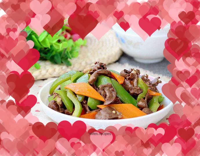 Fried pork heart with bell pepper