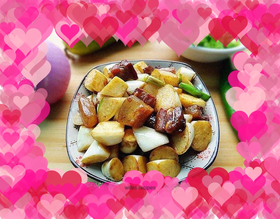 Stir-fried wild rice with bacon