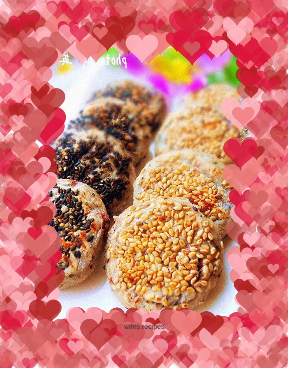 Yam and red bean double sesame cake