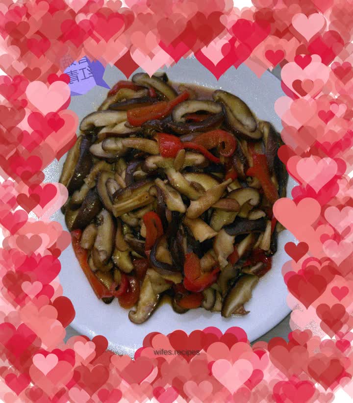 Stir-fried green peppers with mushrooms