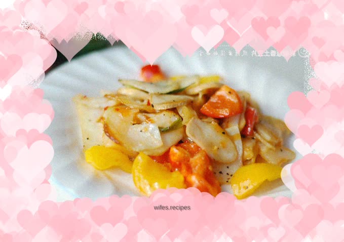 Simple and easy oven dish: Potato Slices with Colorful Peppers and Green Onions