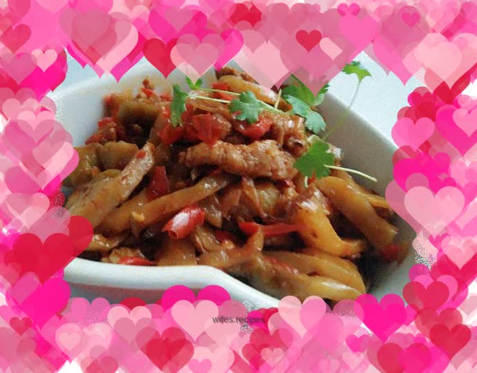 Stir-fried mustard shreds with pork belly