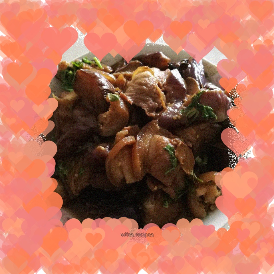 Eggplant roasted pork slices