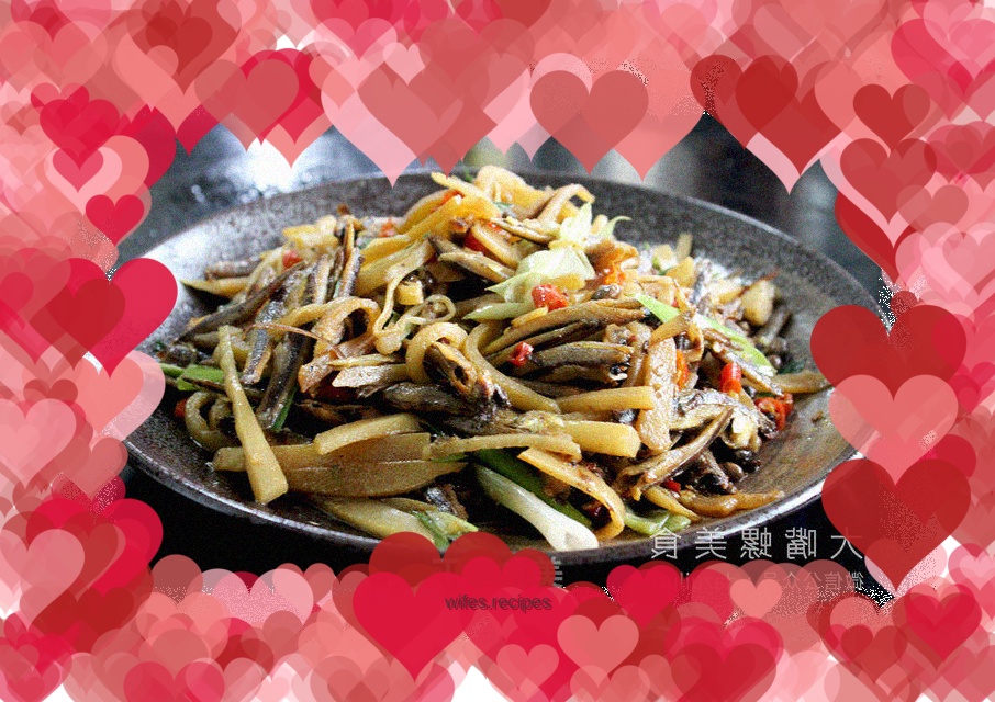Stir-fried dried fish with sour bamboo shoots