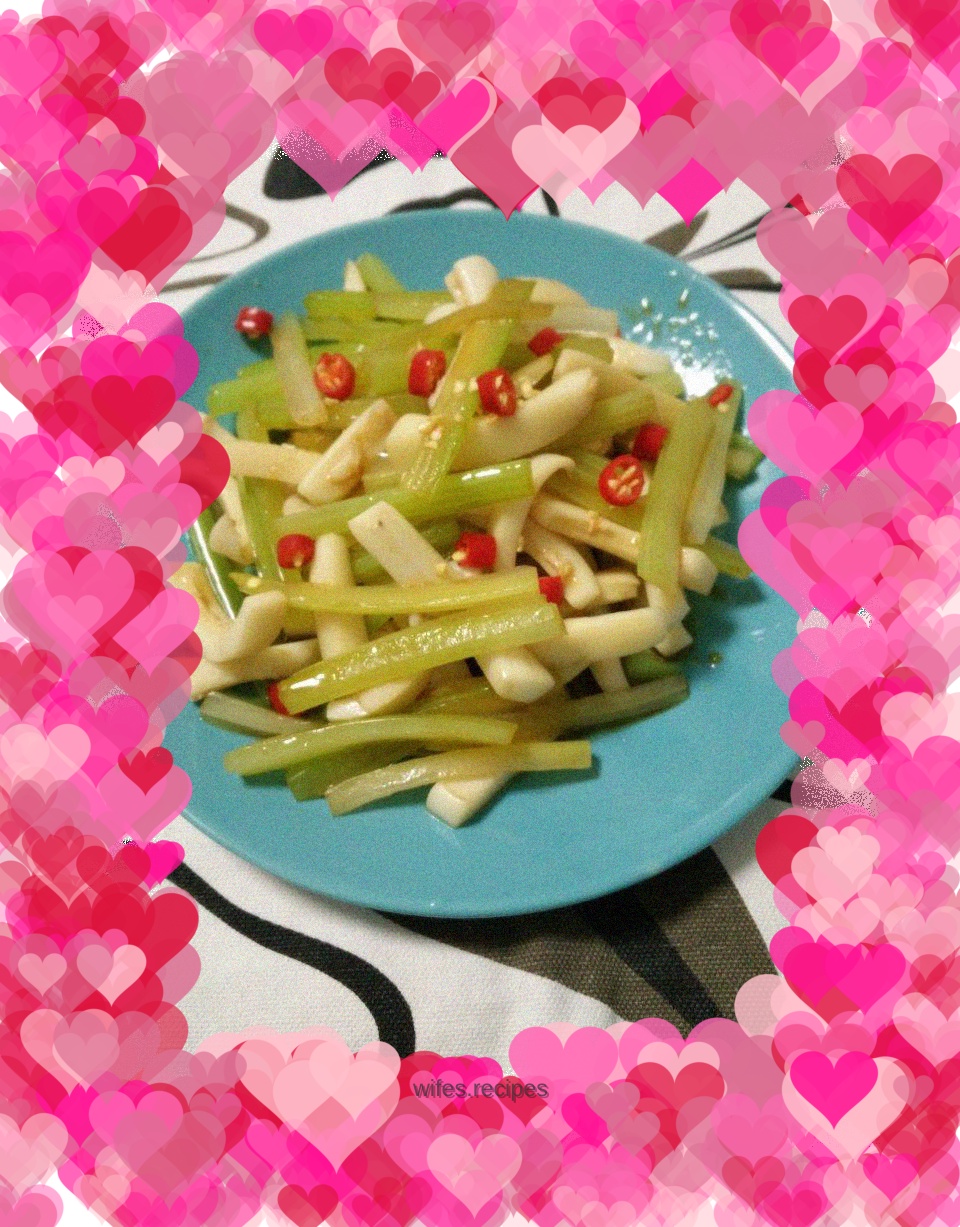 Celery mixed with cuttlefish