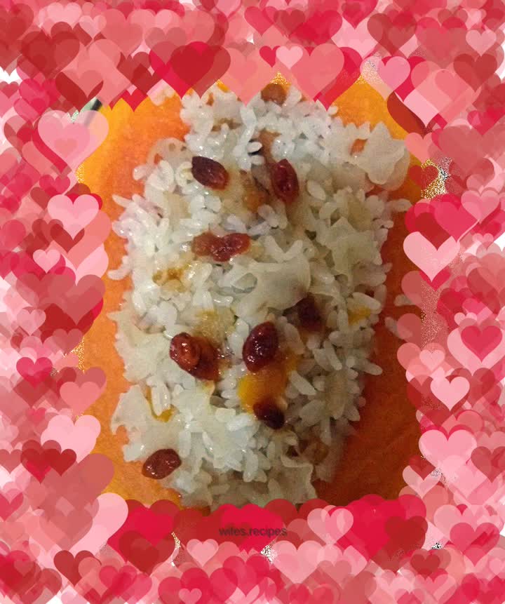 Colorful fruit papaya boat with sticky rice