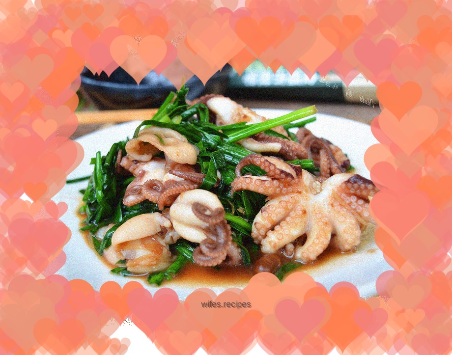 Stir-fried octopus with leeks