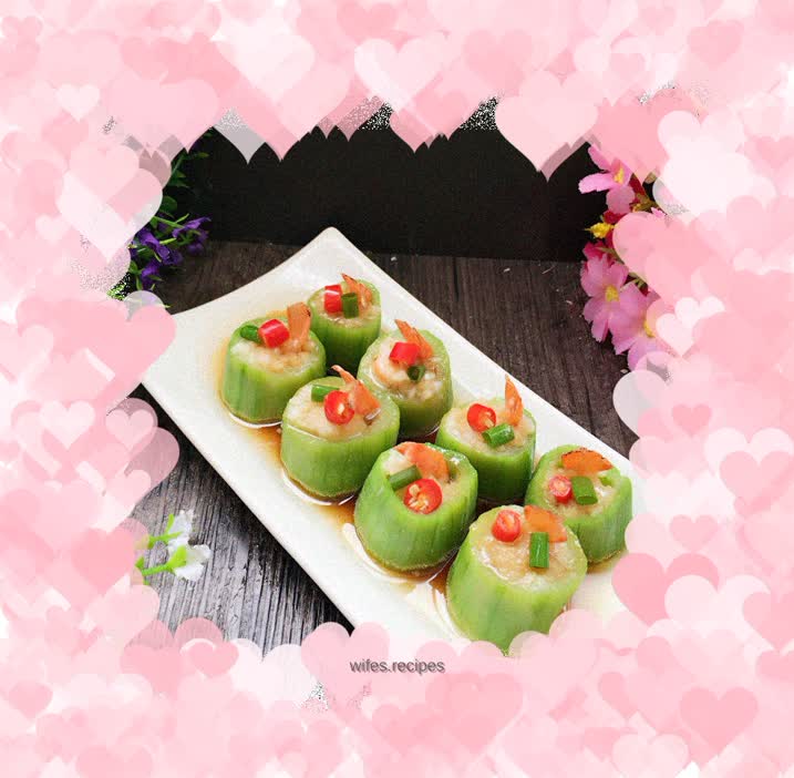 Garlic shrimp and loofah cup