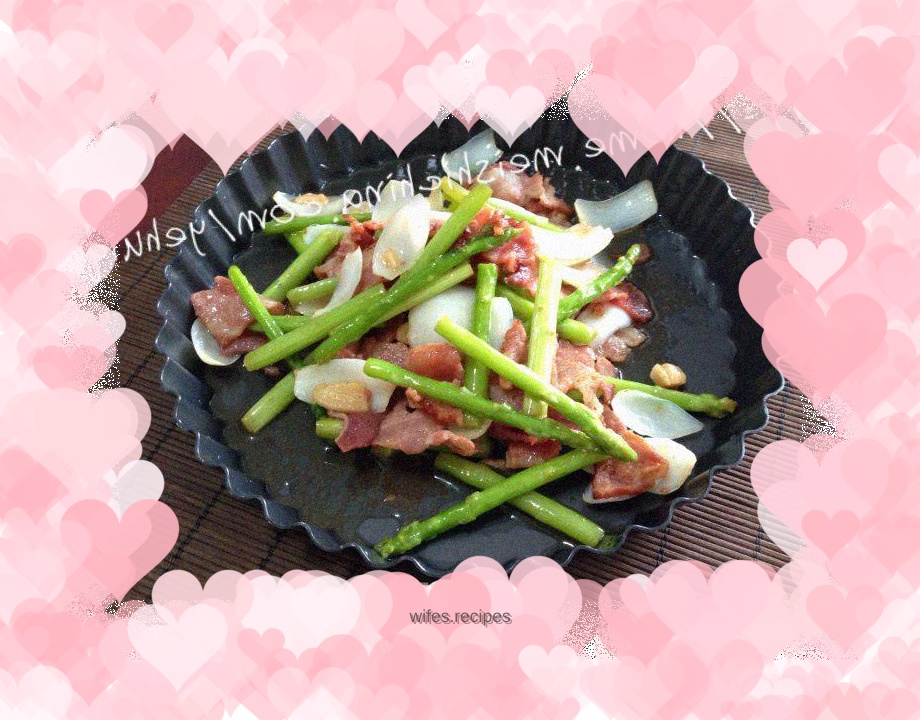 【Sauteed Asparagus with Bacon and Lily】-----The King of Vegetables
