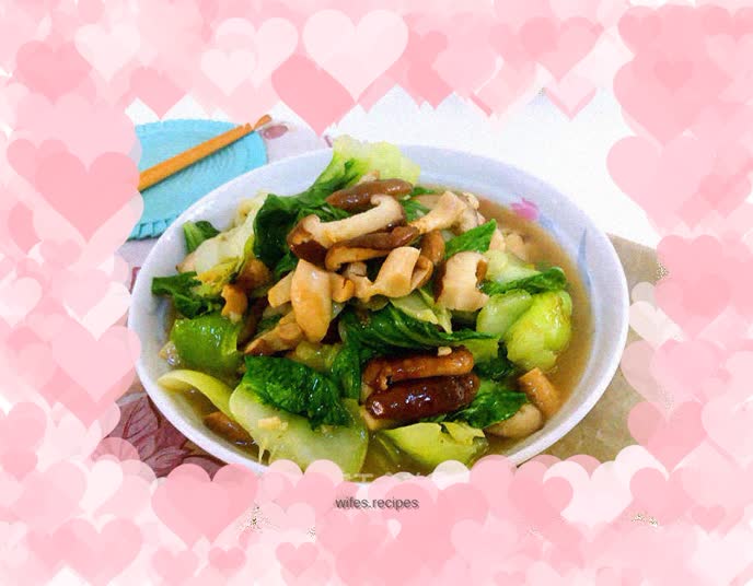 Stir-fried rapeseed with mushrooms