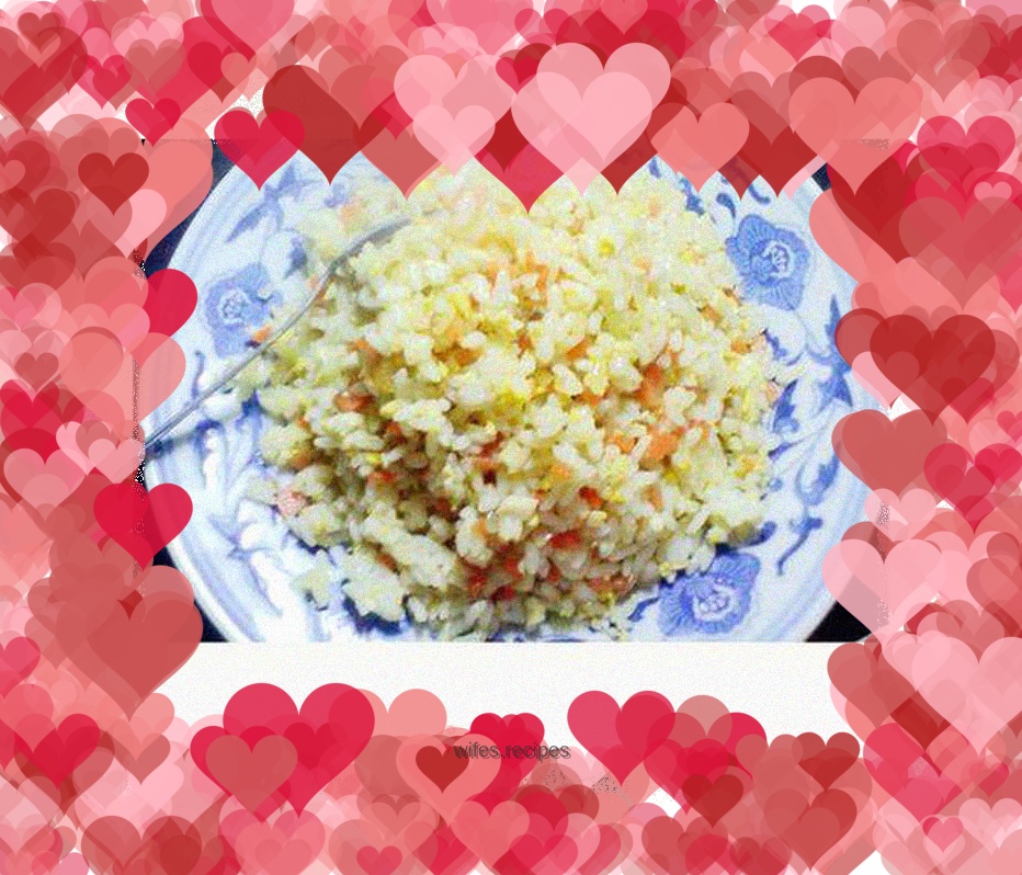 Fried rice with three kinds of fresh food - Fried rice with carrot, king oyster mushroom and egg