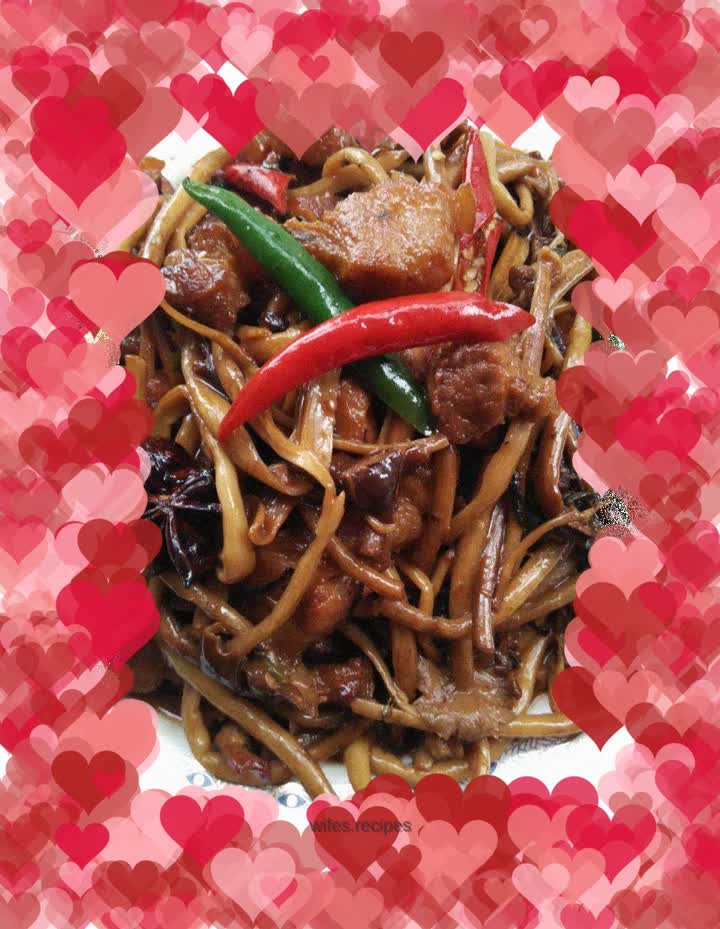 Pork Belly and Grilled Tea Tree Mushroom