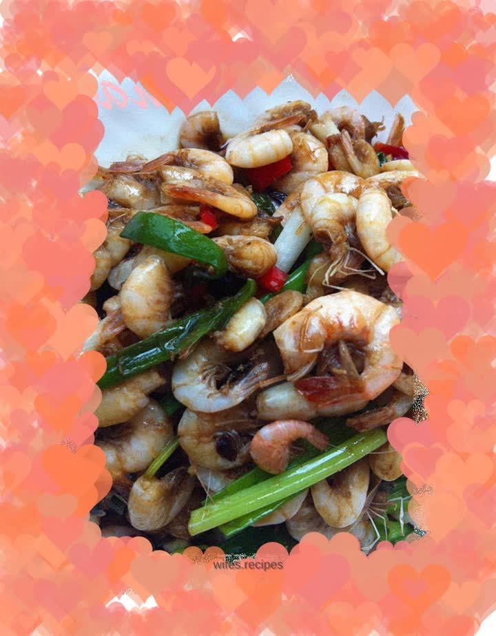 Braised white shrimp with green onions