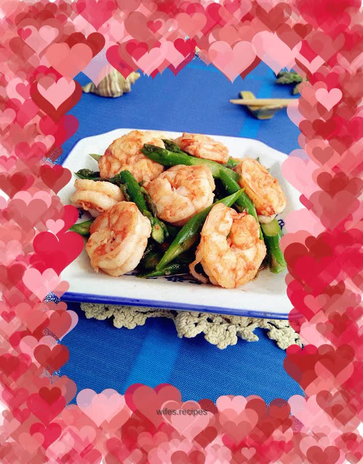 Braised Asparagus with Prawns