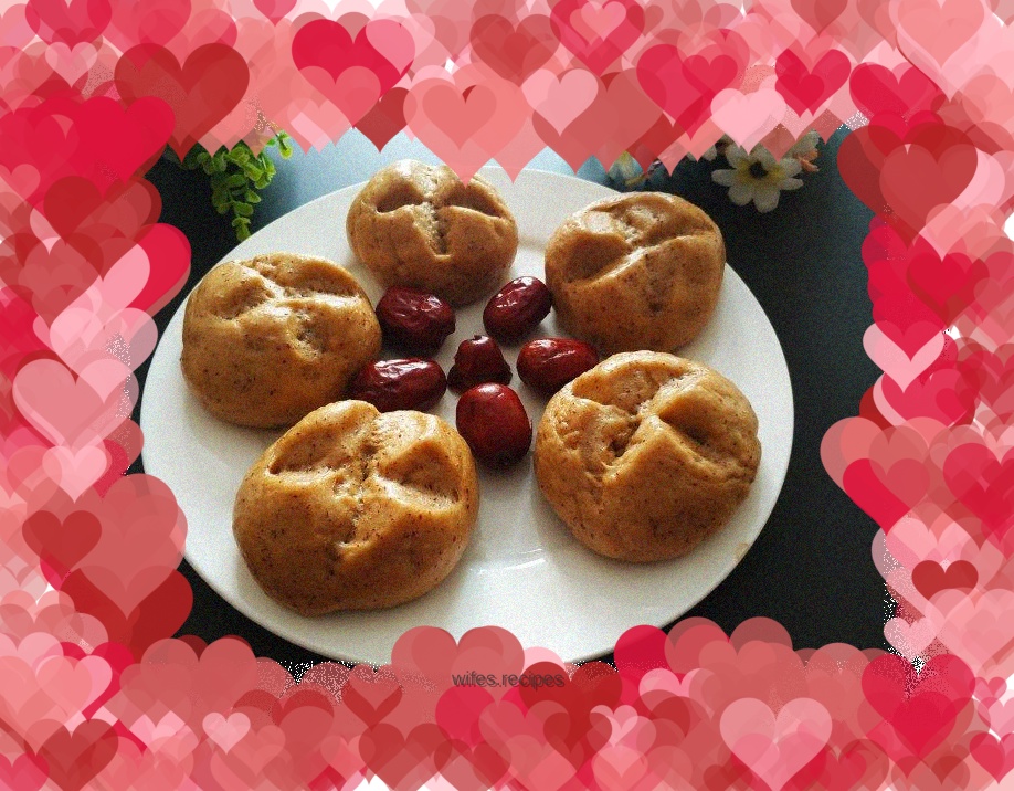 Brown sugar and red dates blossom steamed buns