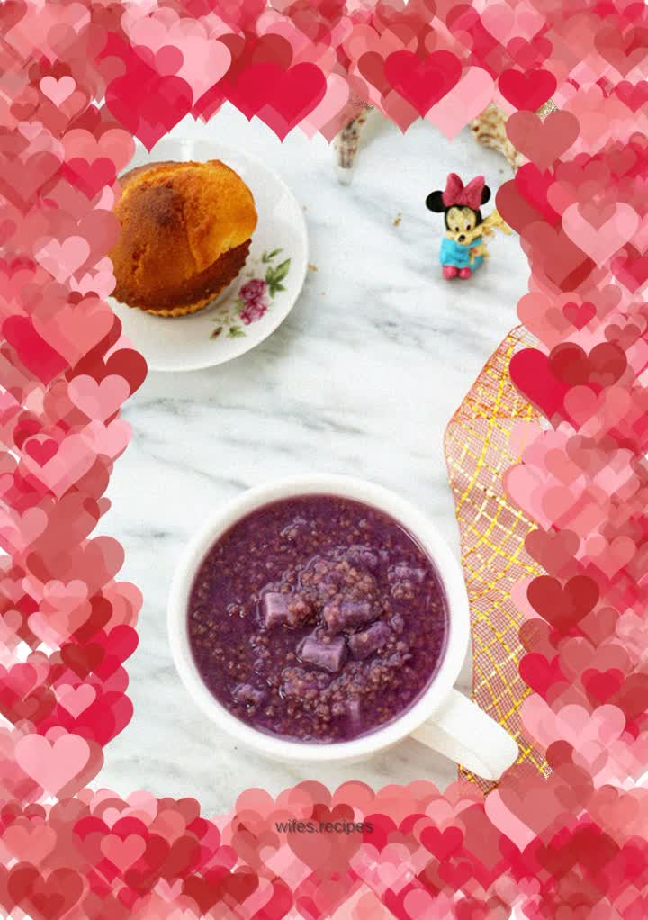 Purple sweet potato and millet porridge