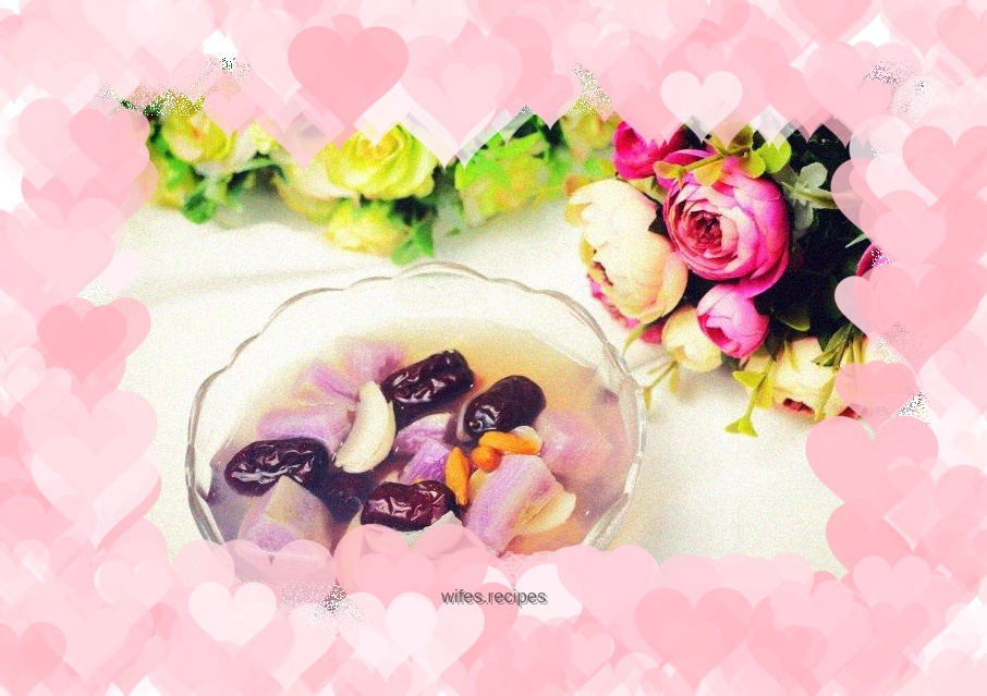 Yam, red date and lily soup